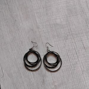 Black and Silver Hoop Earrings
